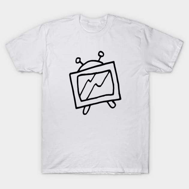 White Noise TV Line Drawing T-Shirt by VANDERVISUALS